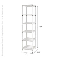 MeshWorks® epoxy coated steel narrow shelving unit, 6 tier