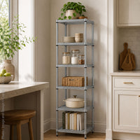 MeshWorks® epoxy coated steel narrow shelving unit, 6 tier