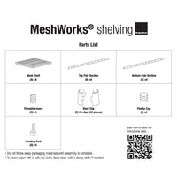 MeshWorks® epoxy coated steel narrow shelving unit, 6 tier