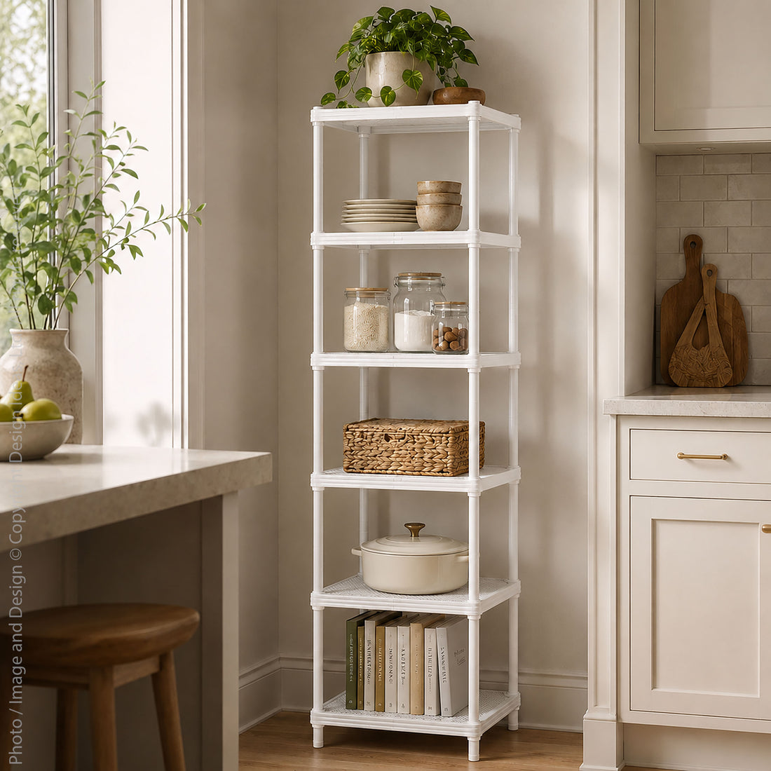 MeshWorks® epoxy coated steel narrow shelving unit, 6 tier