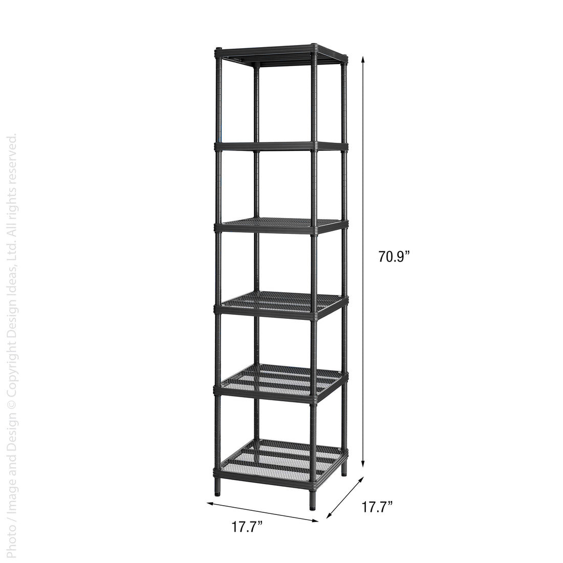 MeshWorks® epoxy coated steel narrow shelving unit, 6 tier