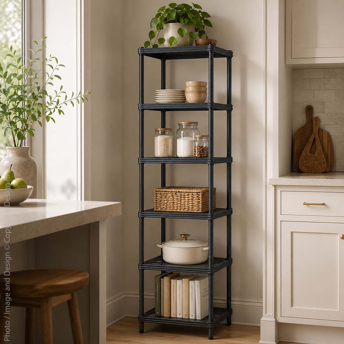MeshWorks® epoxy coated steel narrow shelving unit, 6 tier
