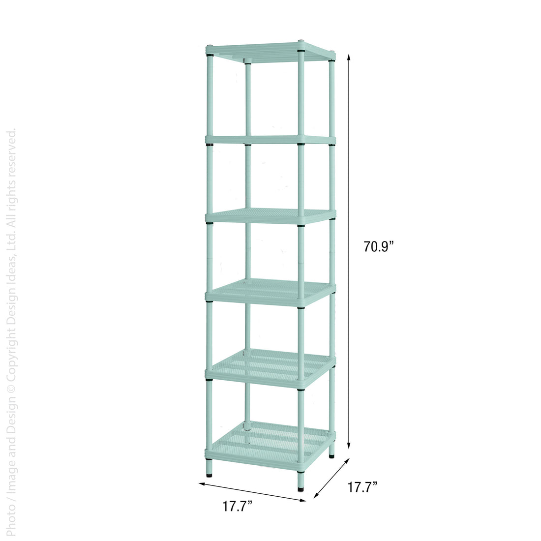 MeshWorks® epoxy coated steel narrow shelving unit, 6 tier