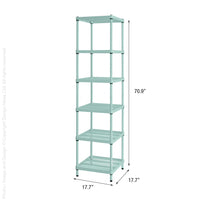 MeshWorks® epoxy coated steel narrow shelving unit, 6 tier