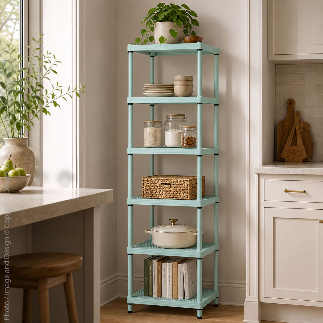 MeshWorks® epoxy coated steel narrow shelving unit, 6 tier