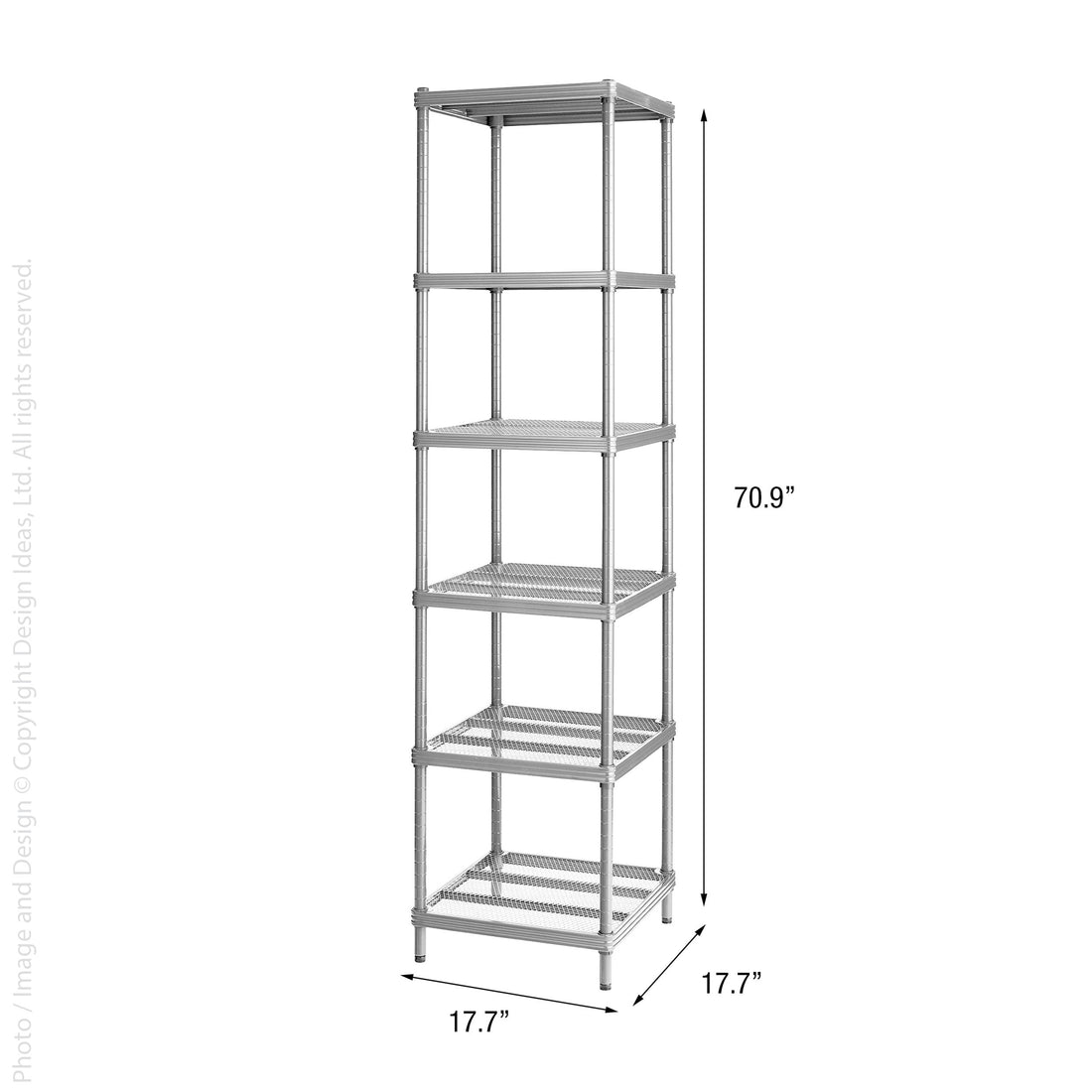 MeshWorks® epoxy coated steel narrow shelving unit, 6 tier
