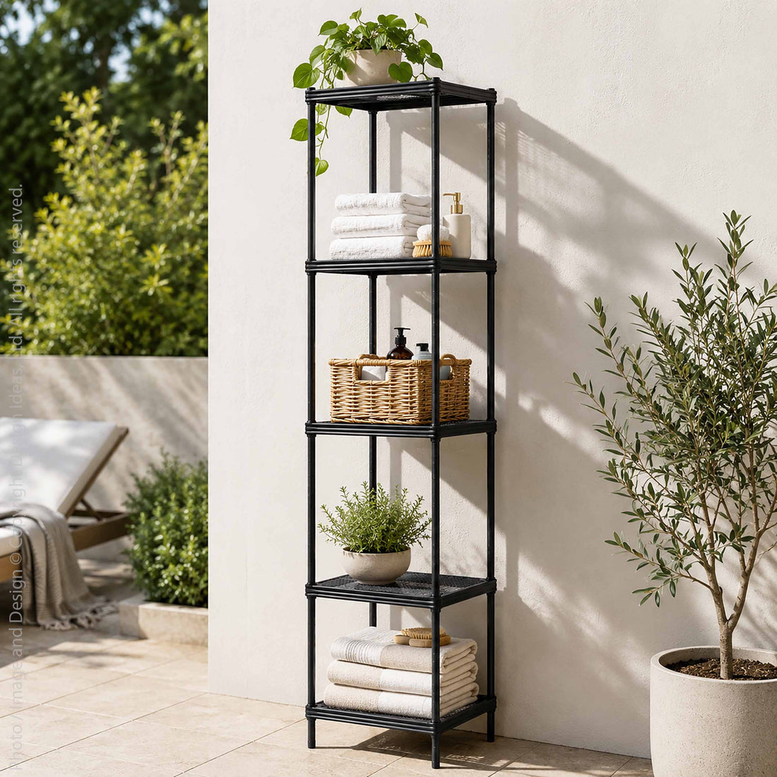 MeshWorks® epoxy coated steel shelving unit, 5 tier tower