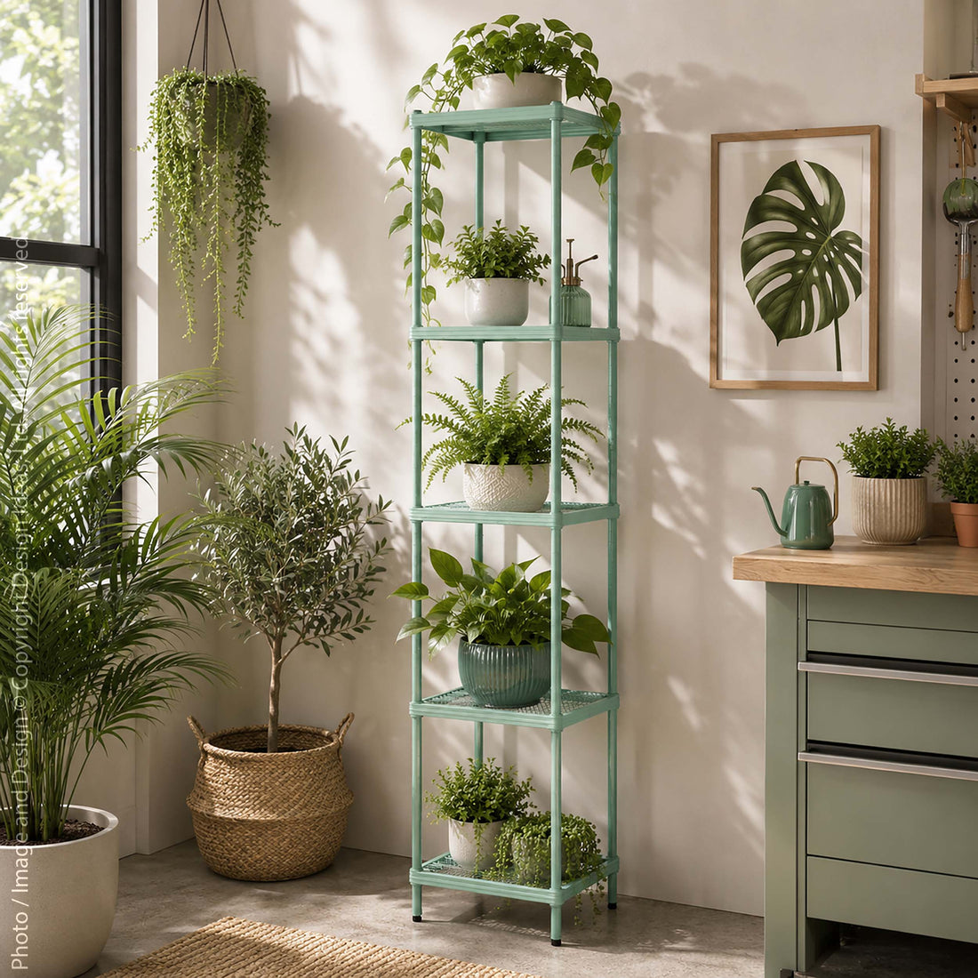 MeshWorks® epoxy coated steel shelving unit, 5 tier tower