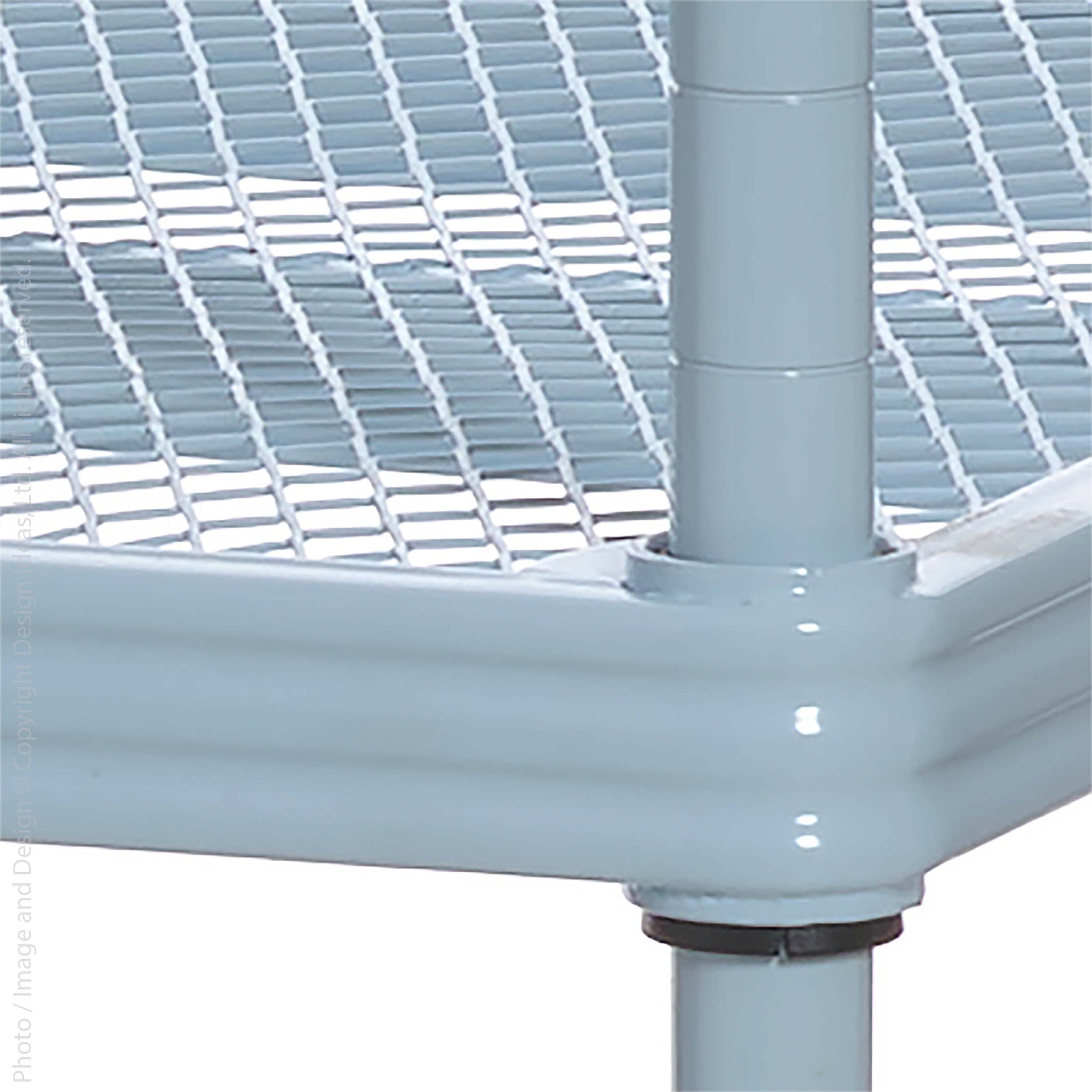 Light blue shelf with product